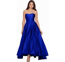 Betsy & Adam Petite Strapless High-Low Gown - Royal