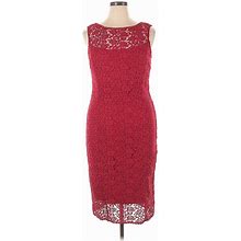 White House Black Market Casual Dress - Sheath Scoop Neck Sleeveless: Burgundy Dresses - Women's Size 14