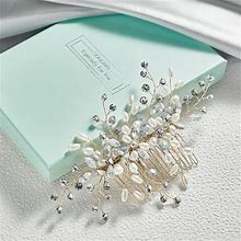 Sooshin Bridal Hair Comb Pearl Wedding Hair Accessories For Brides Crystal Wedding Headpiece For Bride And Bridesmaids Rhinestone Hair Accessory For