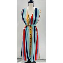 Bibi Dresses | Bibi Chic Colorful Sleeveless Strip Long Dress | Color: Blue/Red | Size: S