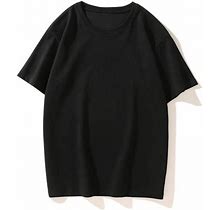 Smileq 2022 New Summer Women's Clothing Womens Tops Womens Tops Blouses Summer Tunic Tops Short Sleeve Solid Color Loose Round Neck Tees Shirts Black
