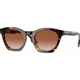 Burberry 4367 YVETTE - 398113 Top Check / Striped Brown / Brown Gradient Lens - Size: 49 - Sunglasses