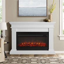 Real Flame 8080E 59 Inch Wide Beau Electric Fireplace White Climate Control Fireplaces Mantel Fireplaces
