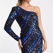 Miss Selfridge Dresses | Miss Selfridge Sequin One Shoulder Dress | Color: Black/Blue | Size: 0
