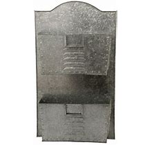 Gray Galvanized Two Tier Metal Wall Pocket Organizer 71050