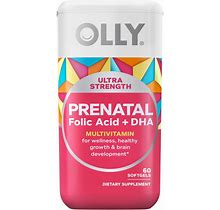 OLLY Ultra Strength Prenatal Multivitamin Softgels, Folic Acid + DHA, 60Ct