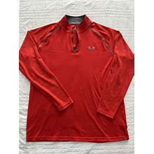 Large Under Armour Half-Zip Red Long Sleeve Shirt Hotgear Used