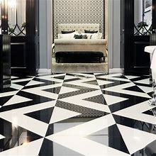 Parapet Black And White 24X24 Polished Marble Tile, Black/White