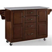 Crosley Eleanor Stainless Steel Top Kitchen Cart In Mahogany
