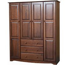 100% Solid Wood Family Wardrobe Armoire, Mocha, Brown, Armoires & Wardrobes, By Palace Imports