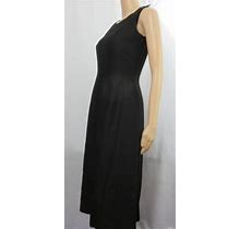 Talbots Petites Linen Black Sheath Dress Long Sleeveless Round Neckline SZ 4