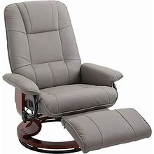 HOMCOM Faux Leather Adjustable Manual Swivel Base Recliner Chair With Comfortable And Relaxing Footrest - Grey