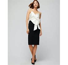 Women's Petite Strapless Contrast Bow Dress In Ecru/White Size 2 | White House Black Market