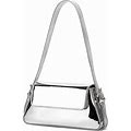 WELLATENT Silver Bag Evening Clutch Bag Sparkly Satchel Patent Leather Y2K Handbag Crossbody Metallic Purses For Party.