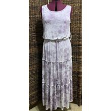 Knox Rose Women's Size L Sleeveless Tiered Maxi Dress - Purple