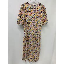 Old Navy Womens M Puff-Sleeve Floral-Print All-Day Midi Swing Dress Floral