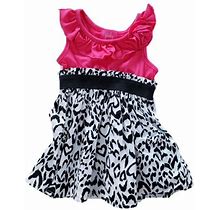 Infant Girls Hot Pink Black White Heart Animal Print Ruffled Summer Dress 12m