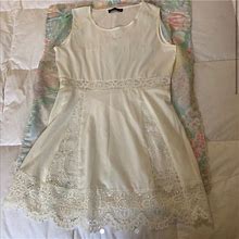 Zanzea Dresses | Zanzea White Crochet Lace Detailing Dress | Color: White | Size: L