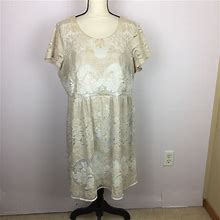 Old Navy Fit & Flare Dress Xl Womans Beige Paisley Short Sleeve Round