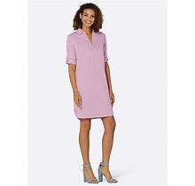 Denim V-Neck Dress, Pink, Size 22