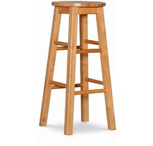 Linon Mcmullen 29" Round Solid Wood Bar Stool, Natural Finish