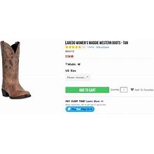 Laredo Women's Maddie Western Boots - Tan 51112 Size 7 W: