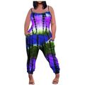 Xinshide Dresses Ladies Print Sleeveless Loose Jumpsuit With Pockets Casual Jumpsuit Bohemian Dress For Women