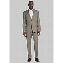 Jos. A. Bank Men's Tailored Fit Windowpane Suit, Tan, 46 Short