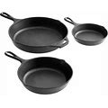Lodge 3-Piece Pre-Seasoned Cast Iron Skillet Set - Includes 6 1/2", 8", And 10 1/4" Skillets