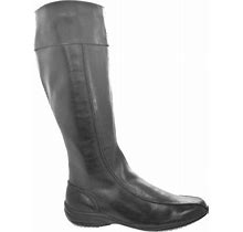 Women's Black Flat Long Leather Boots With Side Zipper Org. $149/Sale $89.95