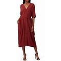 Co Red Belted Midi Dress Size Medium $825