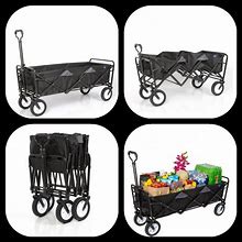 Mac Sports Xtender 52" Extra Long Collapsible Utility Storage Wagon Cart, Black