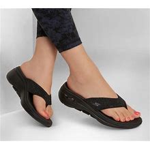 Skechers Women's GO WALK Arch Fit - Dazzle Sandals | Size 12.0 | Black | Textile | Vegan
