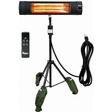 Dr Infrared Heater 1500-Watt Indoor/Outdoor Carbon Infrared Patio Heater, With Tripod And Remote, Black