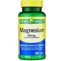 Spring Valley Magnesium Tablets Dietary Supplement, Support 250 Mg, 100 Count