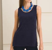 Women's Wrinkle-Free Travelers Classic Side Slit Tank Top In Navy Blue Size 8/10 | Chico's Travel Clothing