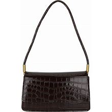 Yucurem Women Crocodile Print Daypack Bag, PU Leather Handbag, Flap Armpit Purse For Work Travel Weekend (Brown)