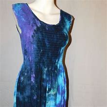 India Boutique Tye-Dye Pull-Over Dress One Size | Color: Blue/Purple | Size: One Size