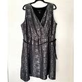 Lane Bryant Brocade Shimmer Fit Flare W/Belt 22 Smoky- Gray Silver Party Dress
