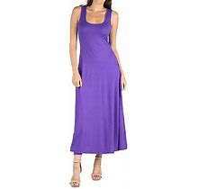 24/7 Comfort Apparel Slim Fit A Line Sleeveless Maxi Dress | Purple | Womens Small | Dresses Maxi Dresses