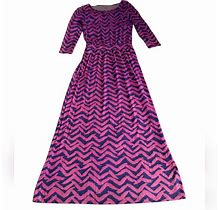 Lilly Pulitzer Dresses | Lilly Pulitzer Medium Pink Blue Ombre Zigzag Bird Print Maxi Dress | Color: Blue/Pink | Size: M