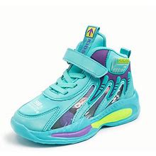Cool Stylish Basketball Shoes For Boys Kids Teenagers, Anti Slip Wear-Resistant High Top Shoes With Hook And Loop Fastener For Indoor,All-New,Temu