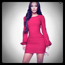 Fashion Nova Dresses | Never Been Worn Red Ruched Dress. Beautiful Dress. | Color: Red | Size: L
