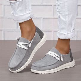 Corduroy Round Toe Loafers, Women's Comfy Low Top Slip On Casual Loafers,Grey,Must-Have,Temu