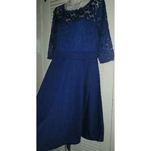 Mixfeer Women's Lace 3/4 Sleeve A Line Dress Flare Dress Knee Lgth L