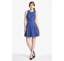 Xscape Bright Embroidered Lace Fit & Flare Dress Blue Size 8 $298