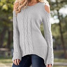 Venus Sweaters | Venus Cable Knit Cold Shoulder Sweater Tunic Xl | Color: Gray | Size: Xl