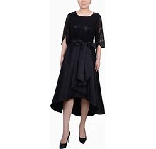 Ny Collection Petite Sequin And Jacquard Hi-Low Holiday Dress - Black