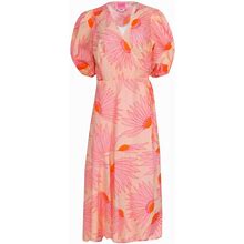 Kate Spade Dresses | Nwot Kate Spade Falling Flower Wrap Midi Dress Women's Orange Pink Size 4 | Color: Orange/Pink | Size: 4