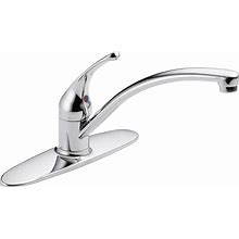 Delta Foundations Chrome Single Handle Low-Arc Kitchen Faucet (Deck Plate) | 10900LF